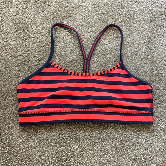 Striped Sports Bra - Red and Black - Picture 1 of 3